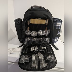 Sunflora Picnic Backpack for 4 Person with Blanket